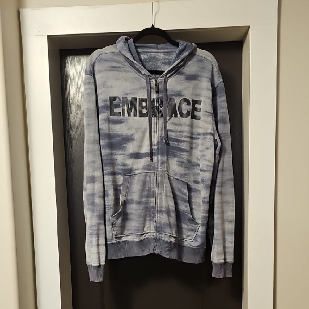 CALVIN KLEIN Men's Blue Washed 'EMBRACE' Zip-Up Hoodie